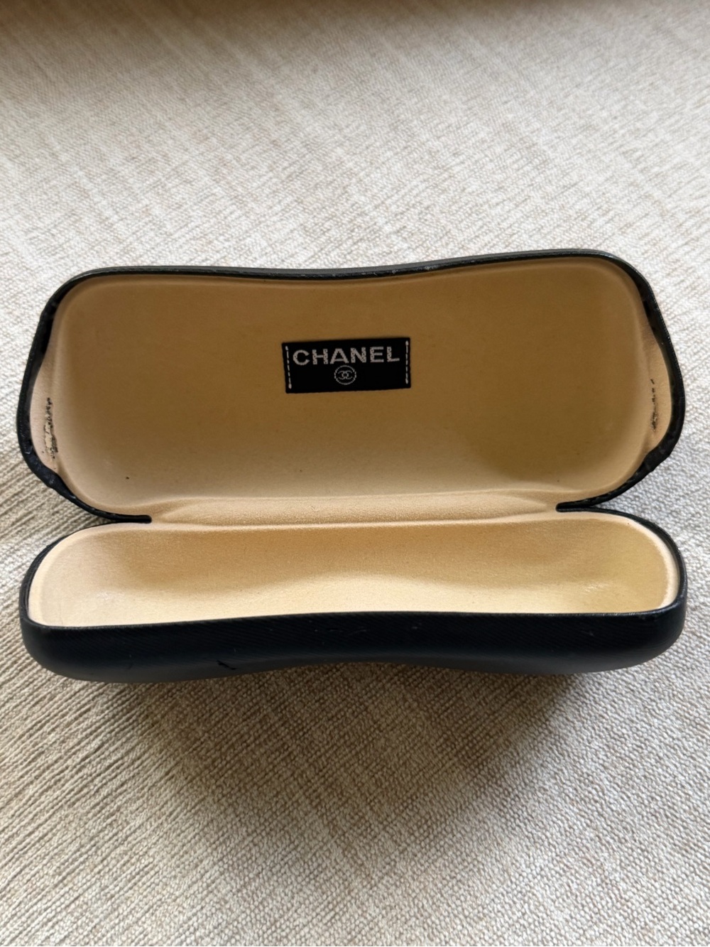 CHANEL Hard Clamshell Black Sunglass Case.